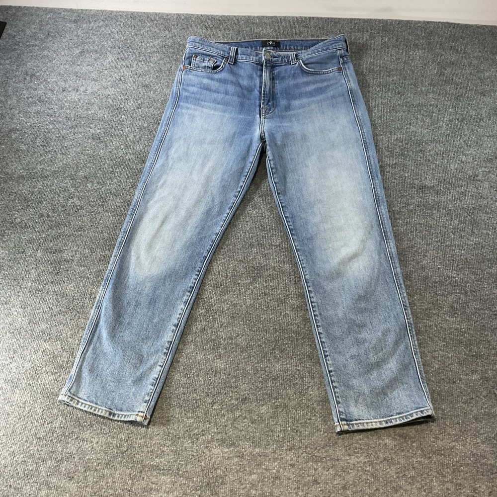 7 For All Mankind Mens Straight Leg Light Wash Denim Jeans Size 30 Blue